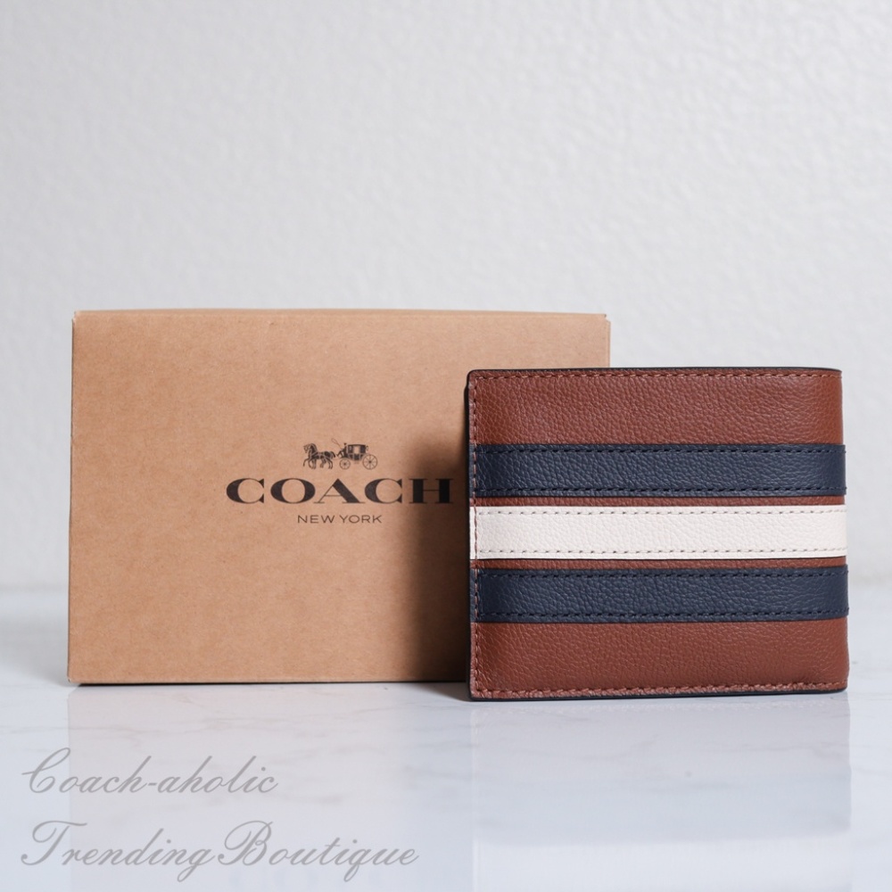 NWT Coach 3-IN-1 Mens Wallet with Varsity Stripe - Picture 3 of 8